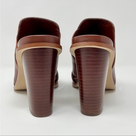 🆕 NIB White House Black Market Caylee Brown Leather Mule Peep-Toe Block Heel 10 - Picture 6 of 13